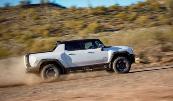 Hummer speeding up a hill